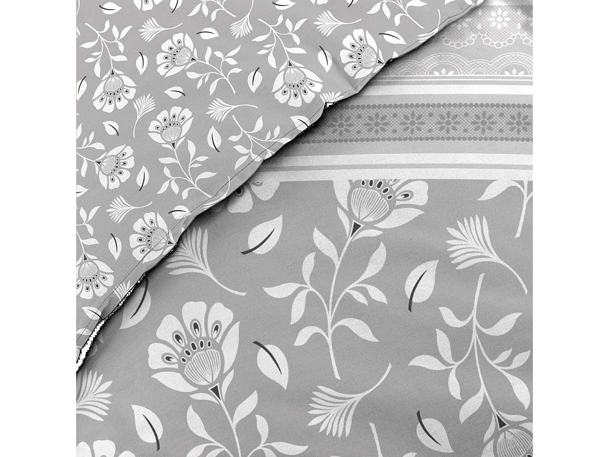Parure de Lit 3 Pièces "Flavie" 240x220cm Gris