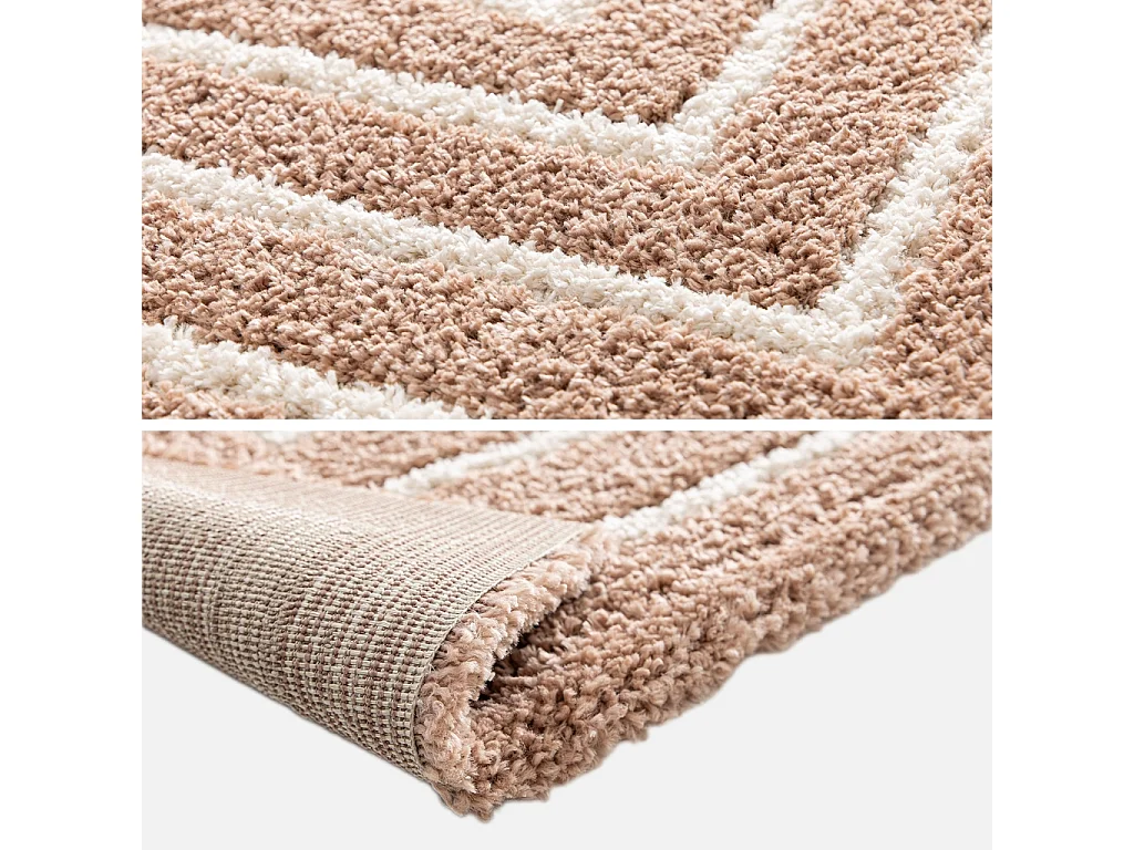 Tapis intérieur motif rectangle rose et crème 200x290cm - Lia