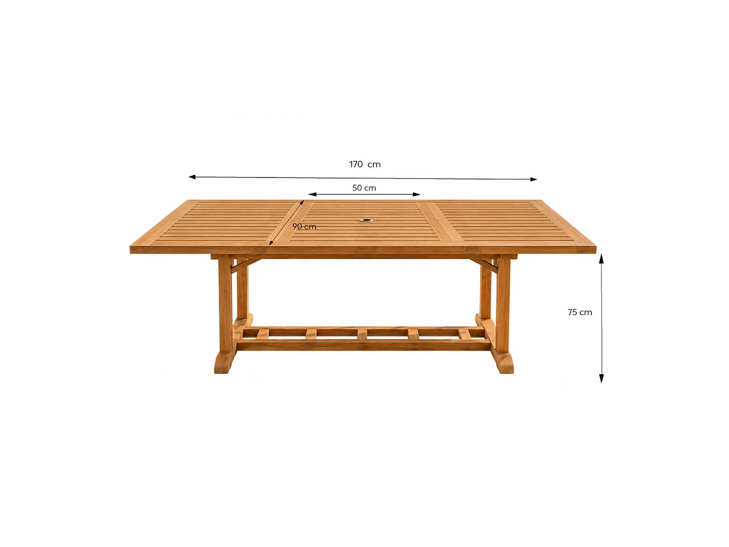 Mesa Retangular Extensível de Teca Moderna 170 cm - Cor Natural de Teca
