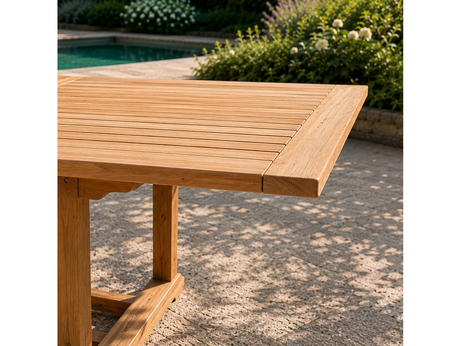 Mesa Retangular Extensível de Teca Moderna 170 cm - Cor Natural de Teca