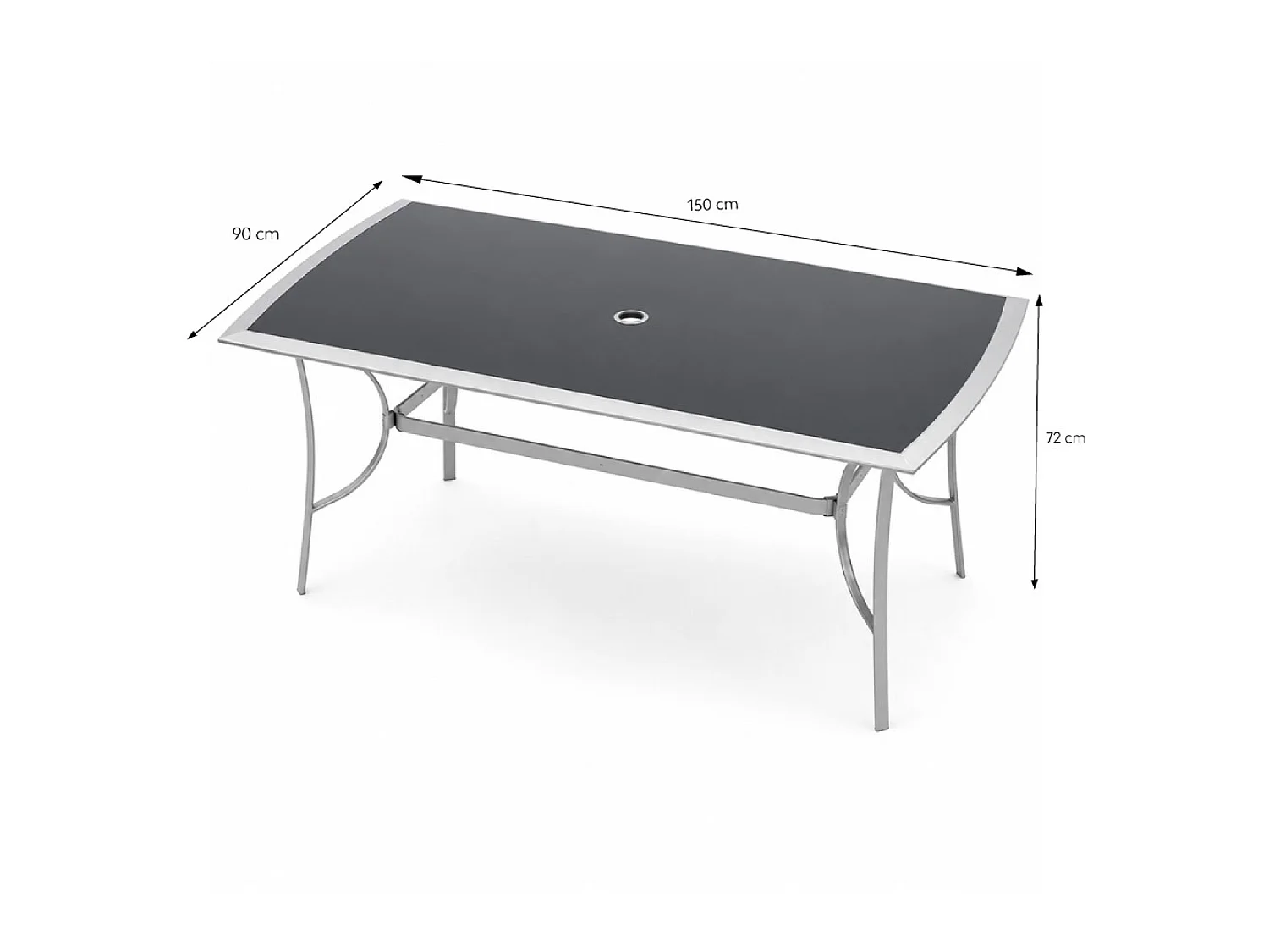 Mesa de jardim de alumínio cinza moderna 150cm ALASSIO