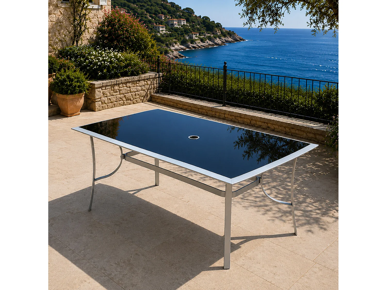 Mesa de jardim de alumínio cinza moderna 150cm ALASSIO