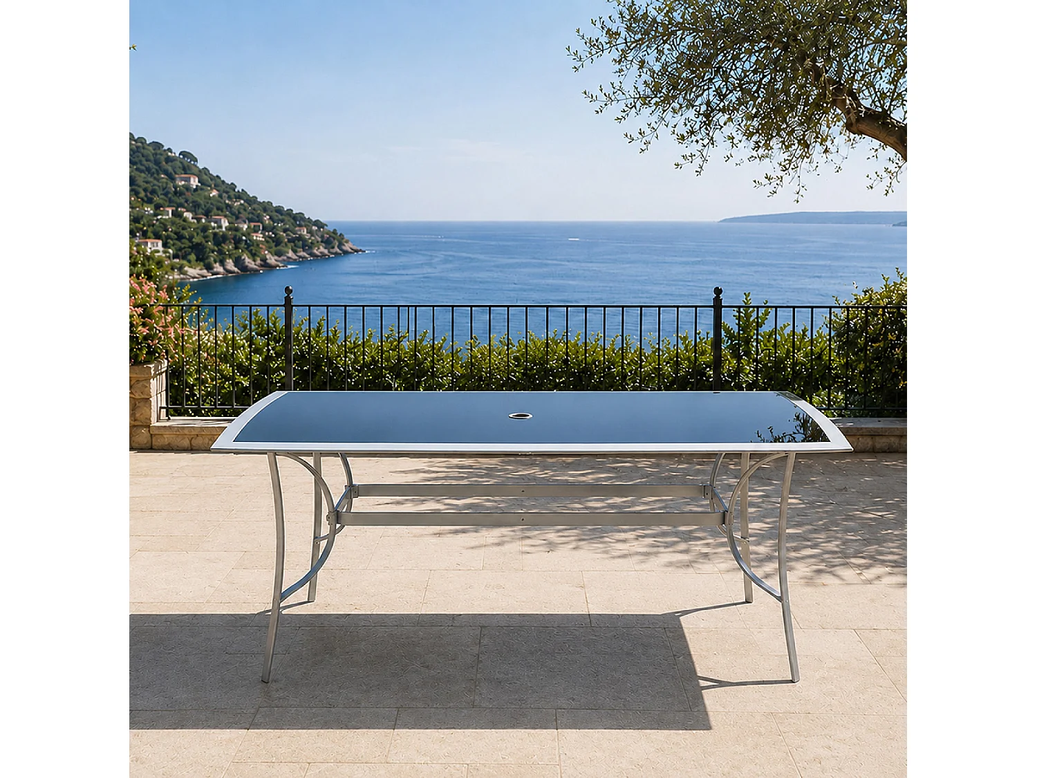 Mesa de jardim de alumínio cinza moderna 150cm ALASSIO
