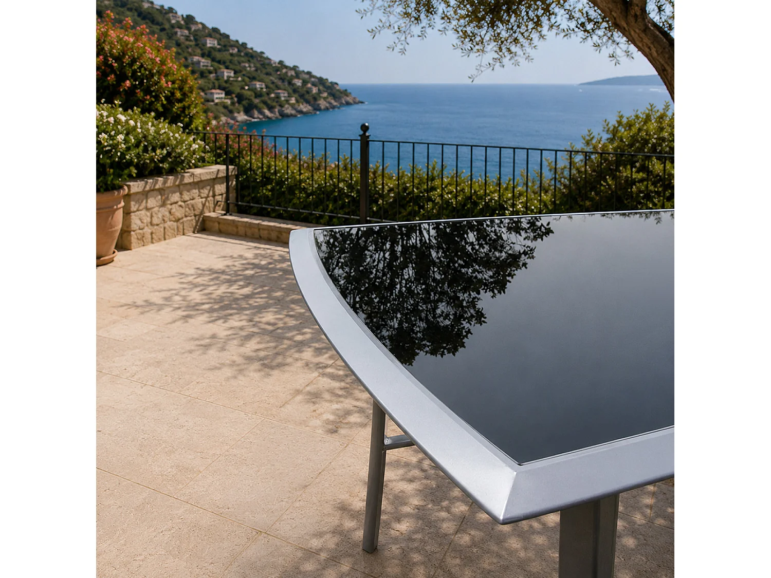 Mesa de jardim de alumínio cinza moderna 150cm ALASSIO