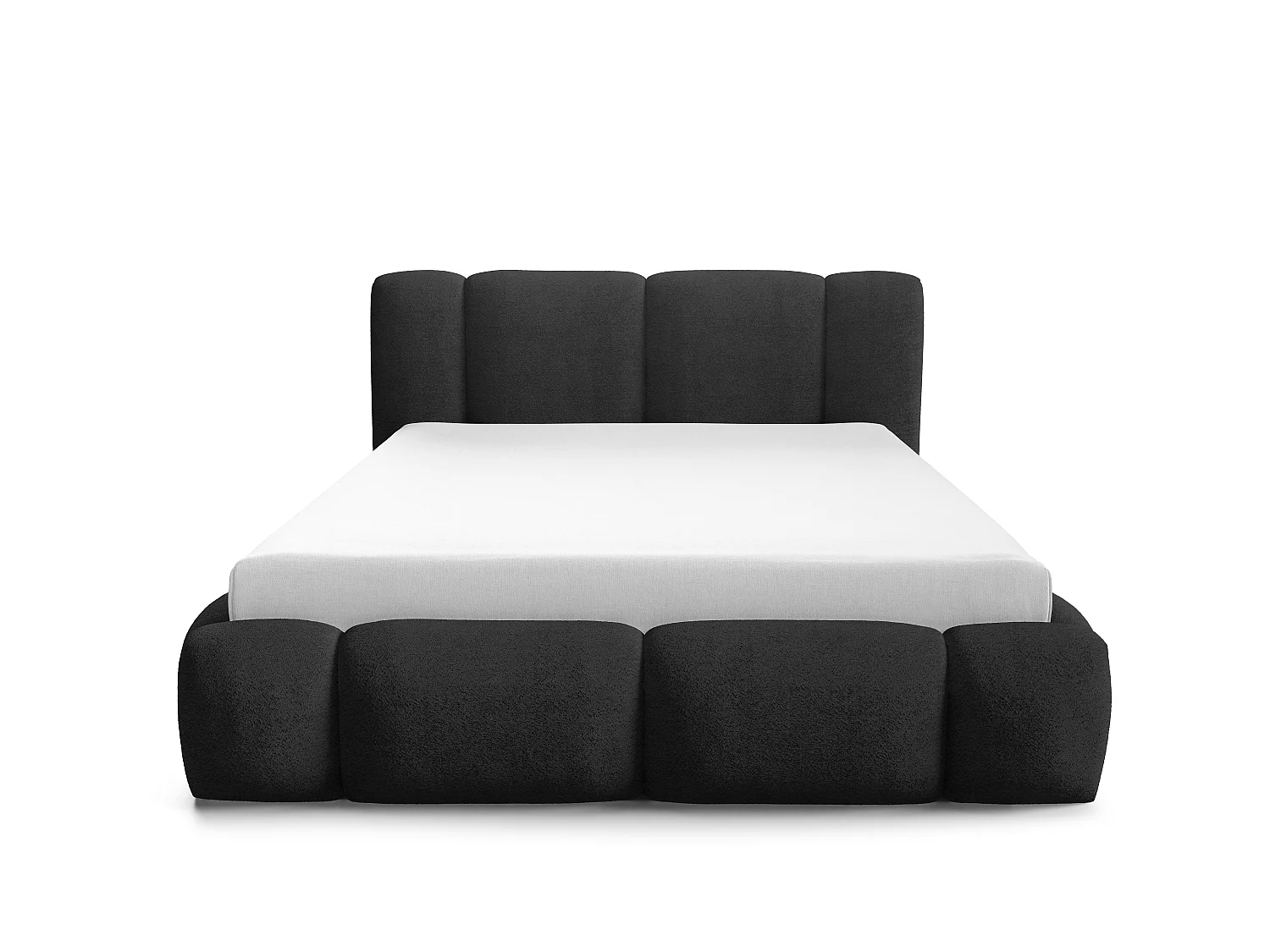 FURNISTAR BIANNO - 160 x 200. Gestoffeerd bed met opbergruimte, tweepersoonsbed met lattenbodem, boxspringlook, zonder matras, voor slaapkamer - ZWART