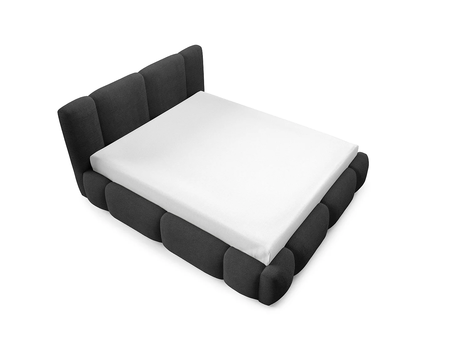 FURNISTAR BIANNO - 160 x 200. Gestoffeerd bed met opbergruimte, tweepersoonsbed met lattenbodem, boxspringlook, zonder matras, voor slaapkamer - ZWART