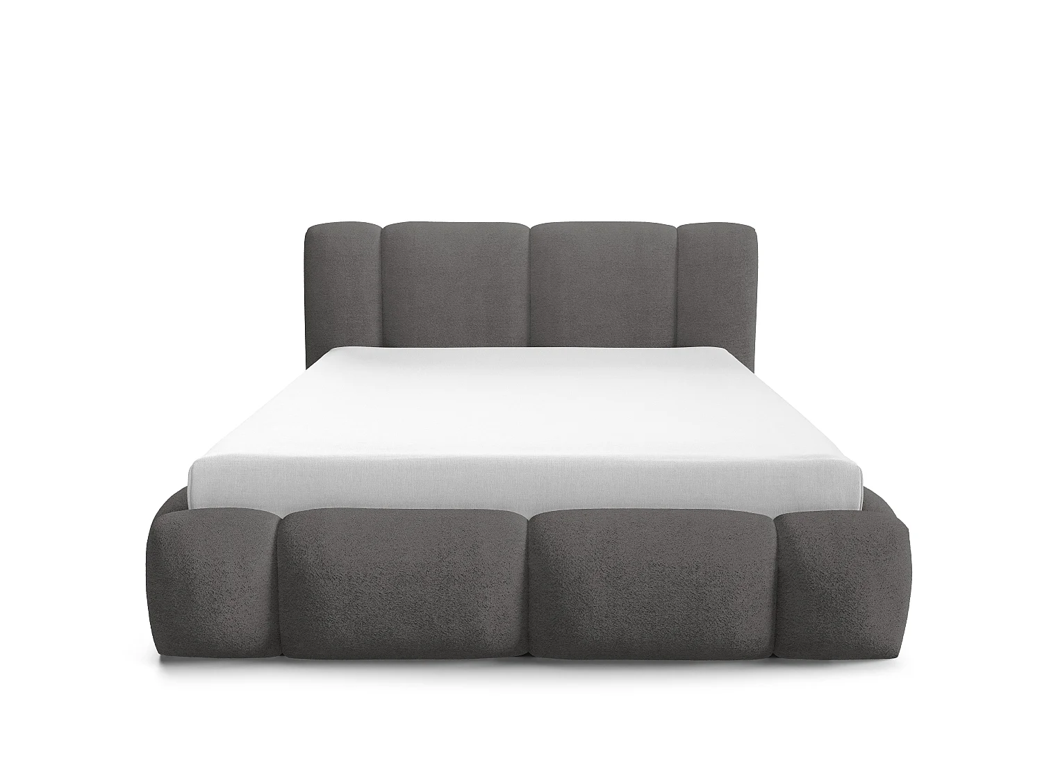 FURNISTAR BIANNO - 160 x 200. Gestoffeerd bed met opbergruimte, tweepersoonsbed met lattenbodem, boxspringlook, zonder matras, voor slaapkamer - GRIJS