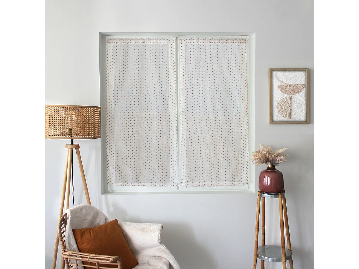Paire de Voilages "Lolita" 60x120cm Blanc & Café