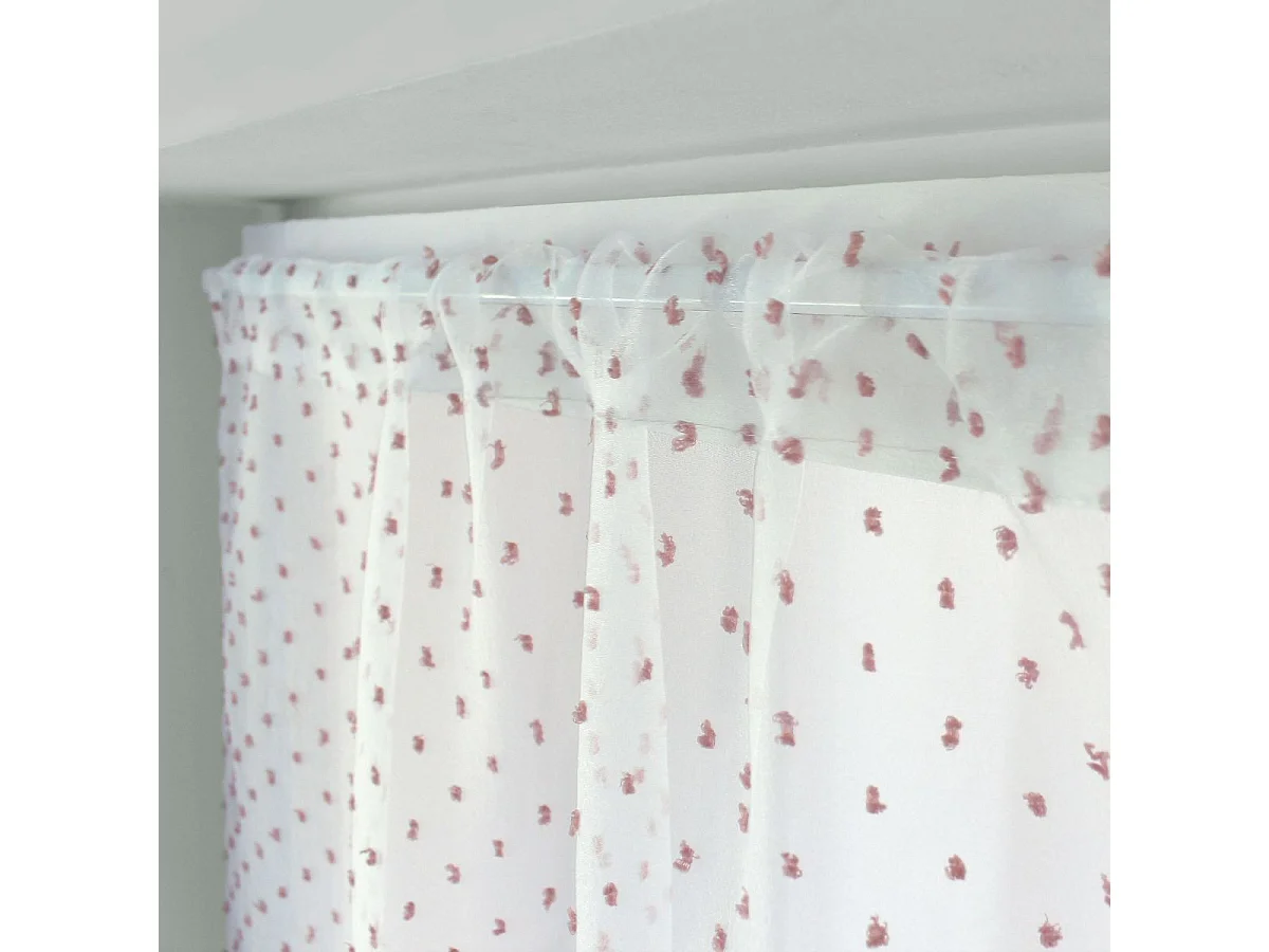 Paire de Voilages "Lolita" 60x120cm Blanc & Rose