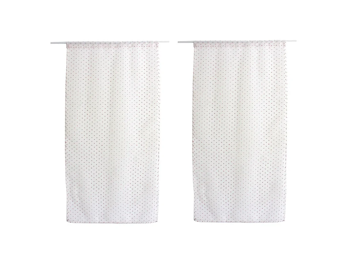 Paire de Voilages "Lolita" 60x120cm Blanc & Rose