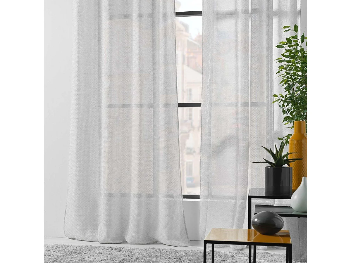 Rideau Voilage Jacquard "Ophelia" 140x280cm Gris