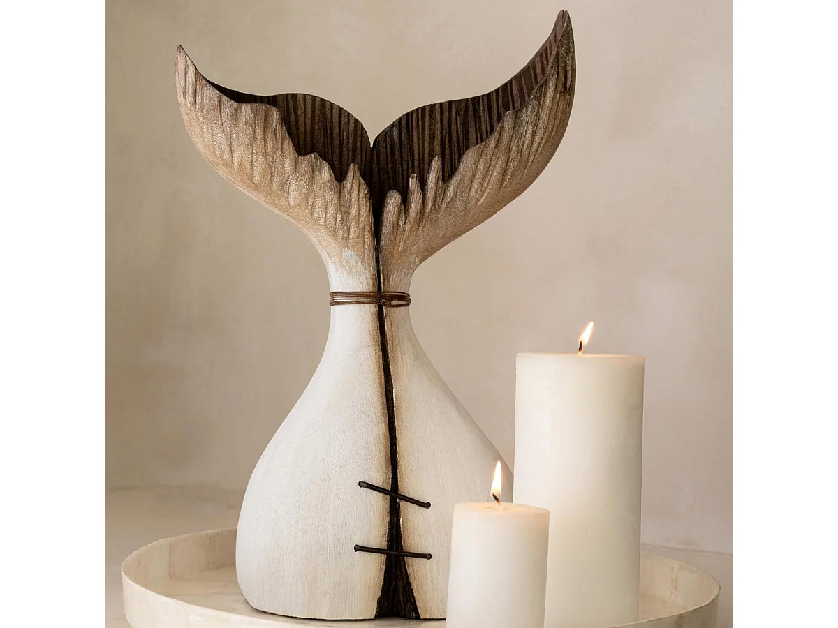 Queue de Baleine Déco en Bois "Océan" 35cm Naturel