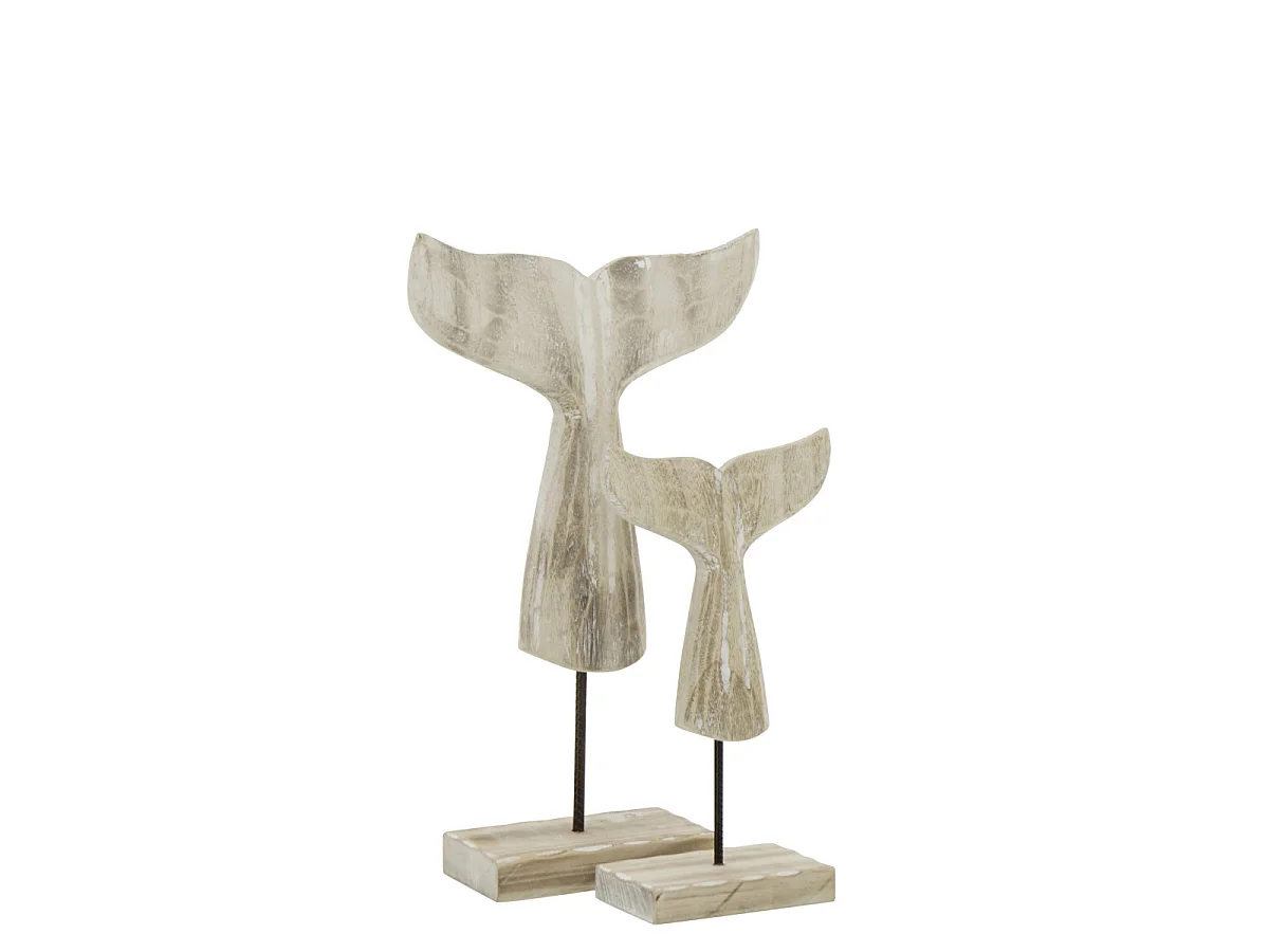 Queue de Baleine Déco en Bois "Blanchie" 44cm Naturel