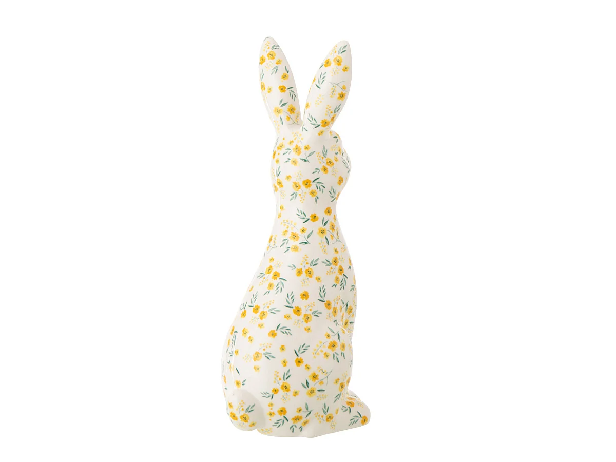 Statuette Lapin Déco "Fleurs" 32cm Multicolore