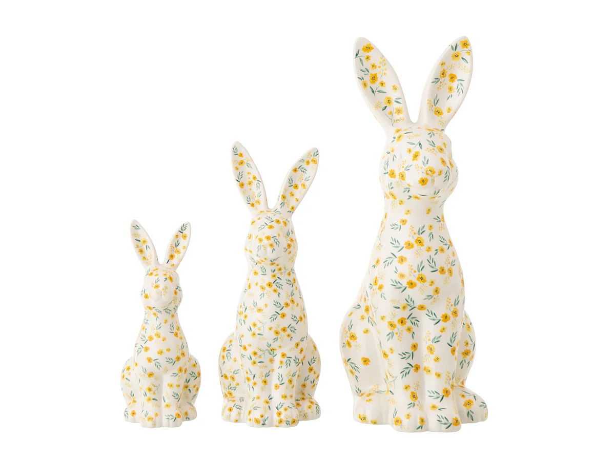 Statuette Lapin Déco "Fleurs" 32cm Multicolore