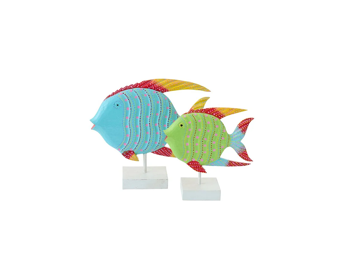 Statuette Déco Poisson en Bois "Omi" 37cm Multicolore