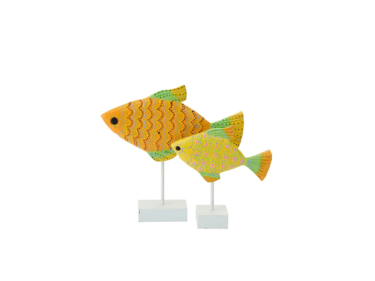 Statuette Déco Poisson en Bois "Omi" 33cm Multicolore