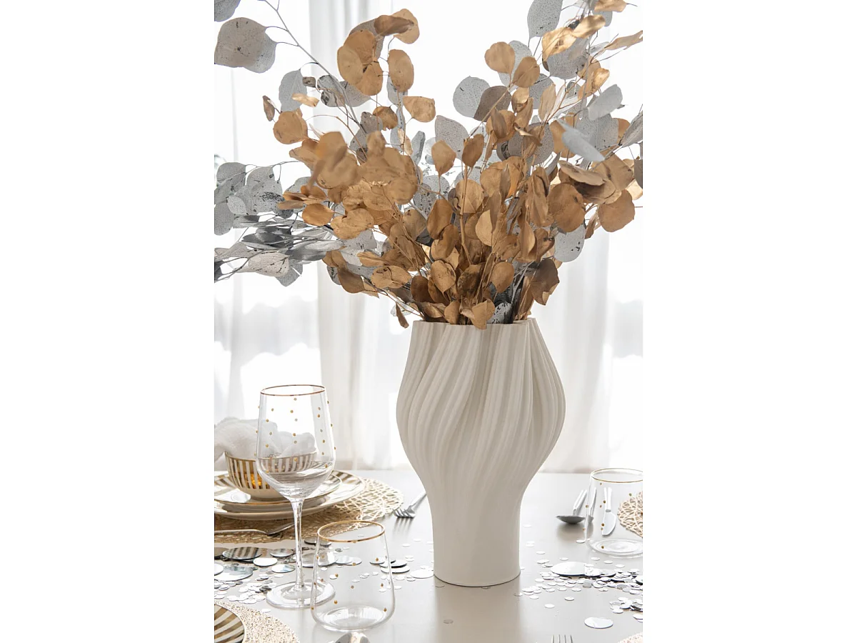 Vase Design en Porcelaine "Corolle" 30cm Blanc