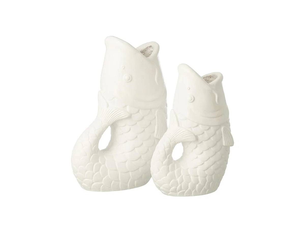 Cache-Pot Poisson Dressé "Lanny" 35cm Blanc