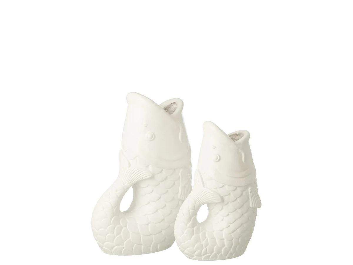 Cache-Pot Poisson Dressé "Lanny" 45cm Blanc