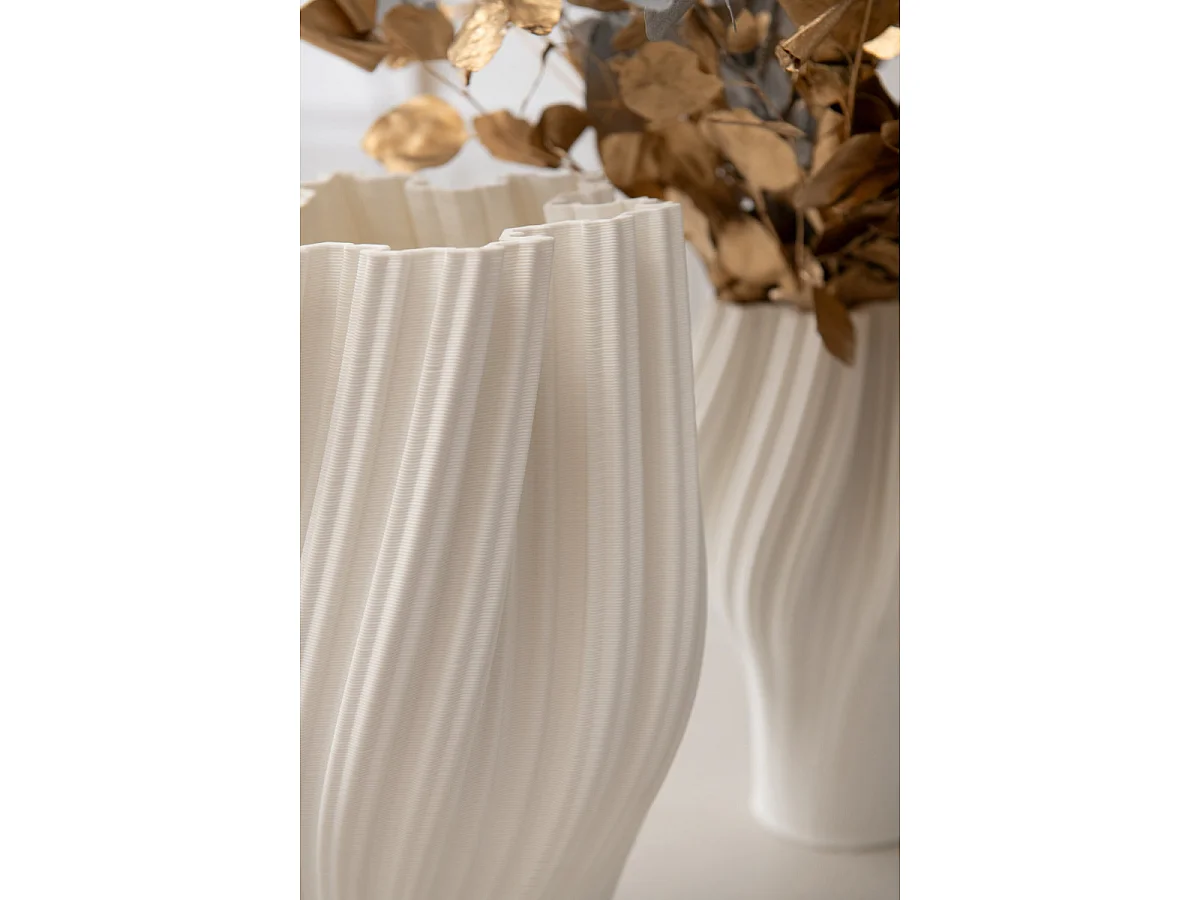 Vase Design en Porcelaine "Corolle" 38cm Blanc