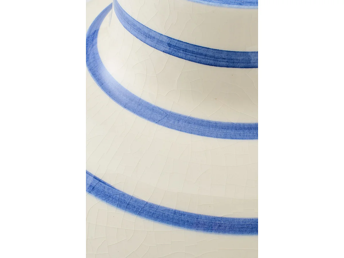 Vase Rayé en Céramique "Sienne" 28cm Blanc & Bleu
