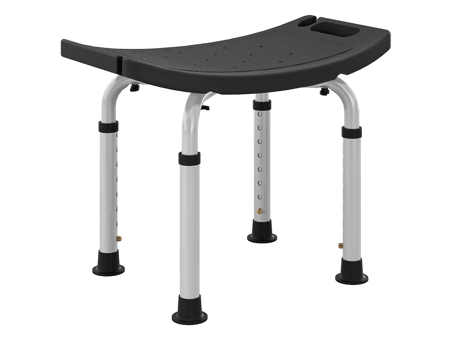 Tabouret de douche réglable antidérapant alu plastique noir