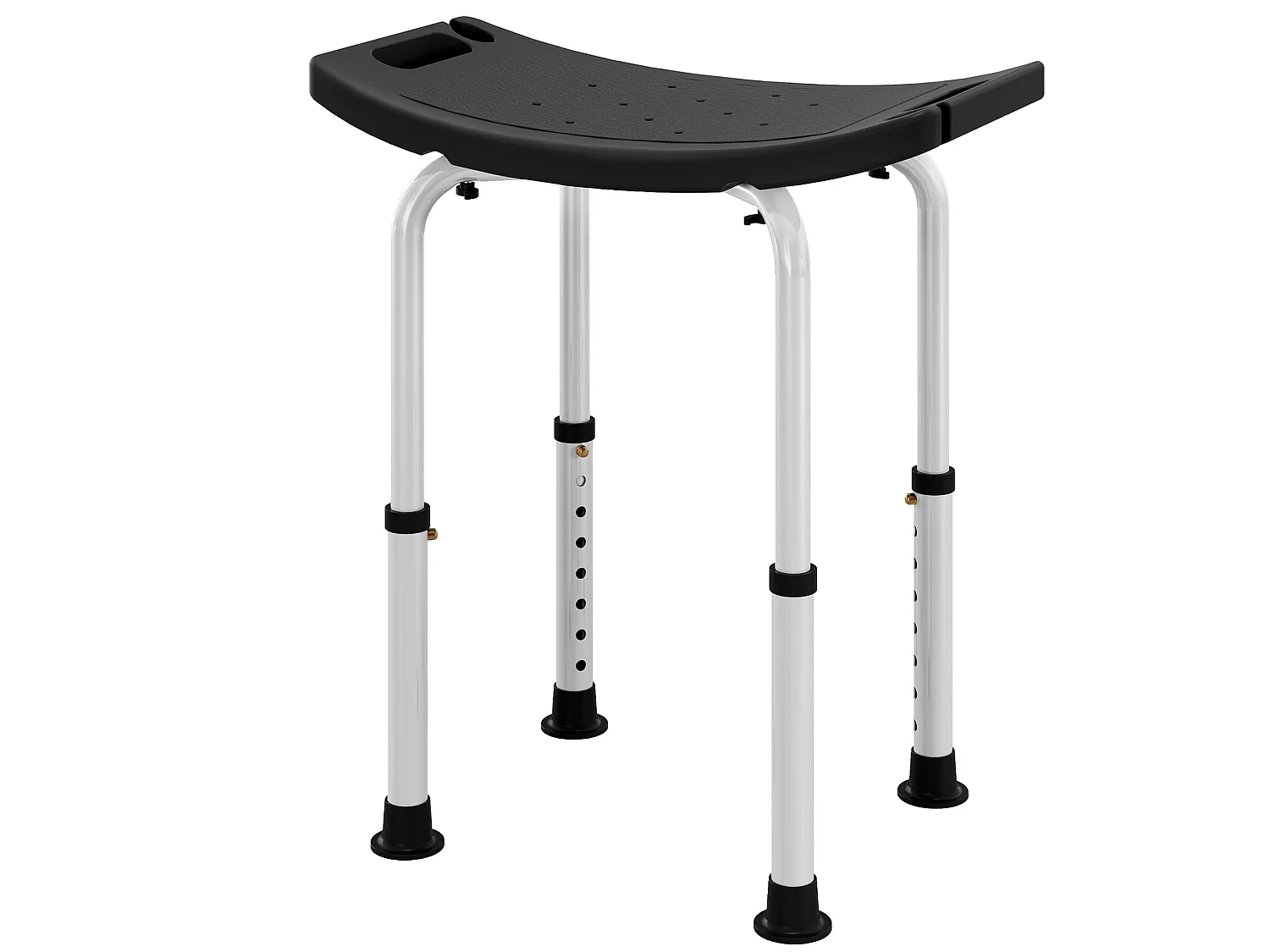 Tabouret de douche réglable antidérapant alu plastique noir