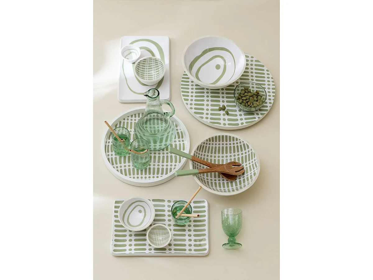 Plateau Tournant en Bois "Tod" 45cm Vert & Blanc