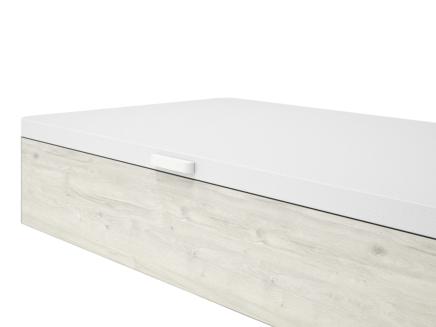 Sommier coffre 90 x 190 cm avec ouverture latérale - Blanc cassé - MOKI de YSMÉE