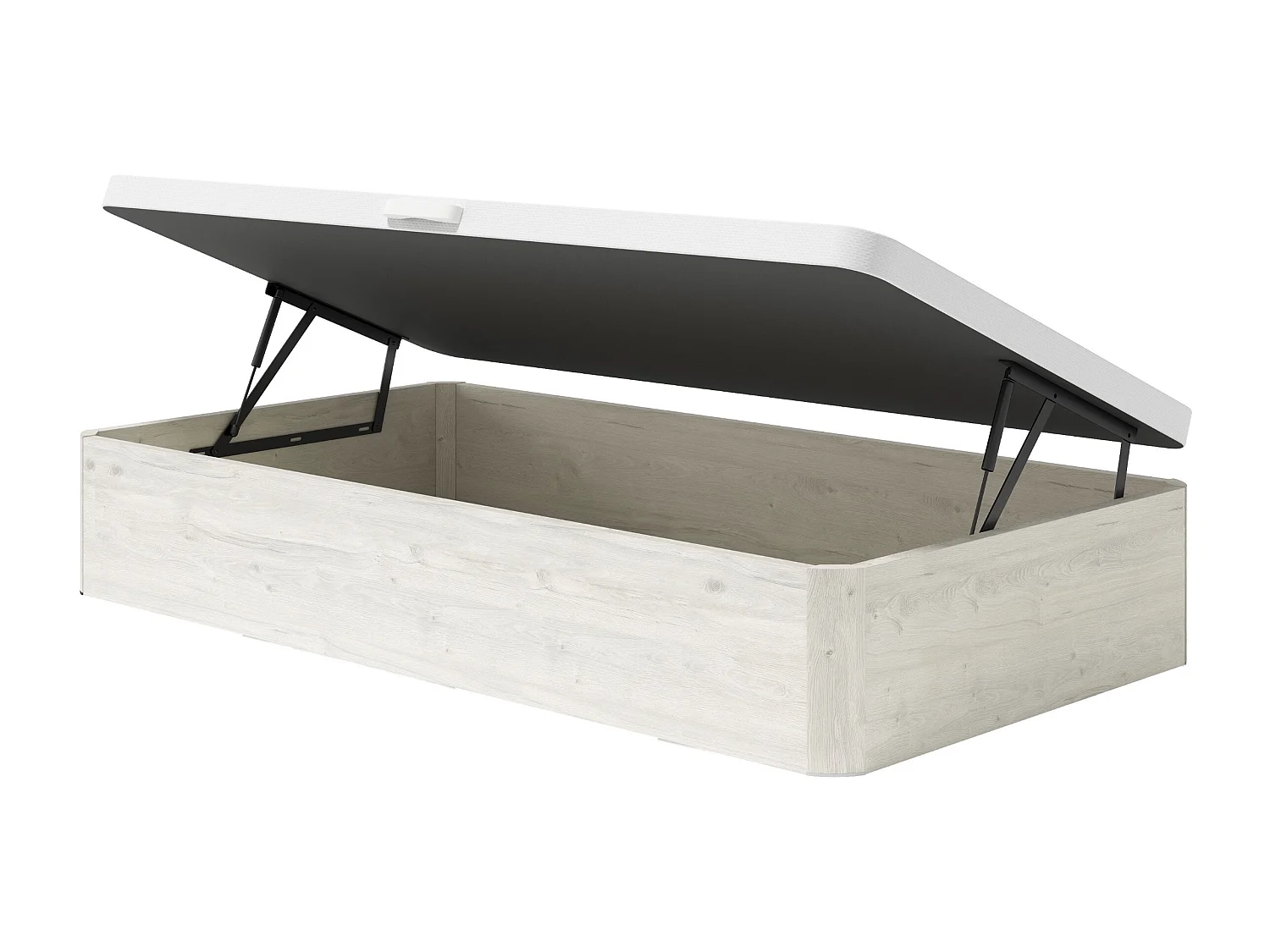 Sommier coffre 90 x 190 cm avec ouverture latérale - Blanc cassé - MOKI de YSMÉE