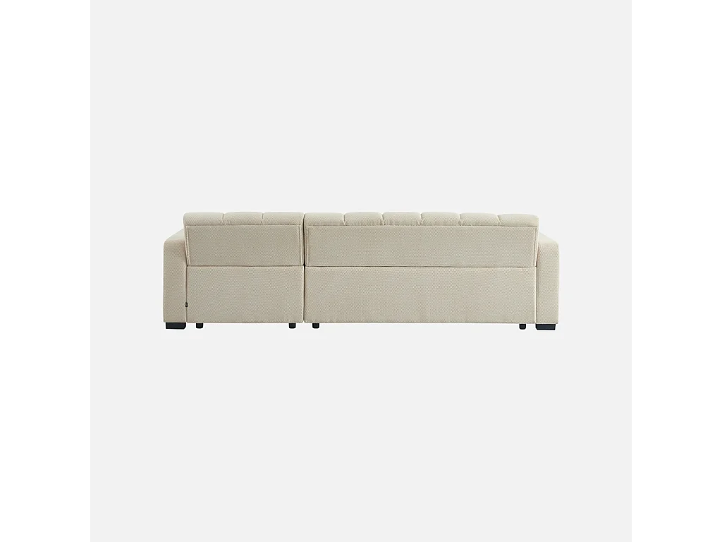 Canapé d'angle réversible tissu capitonné 3 places blanc cassé - Dot