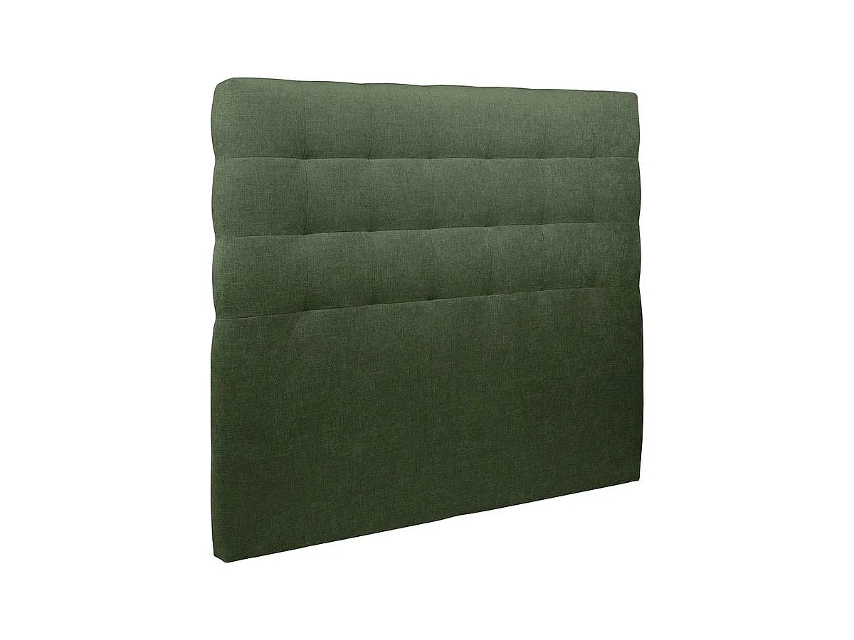 Lit 140x190cm avec tête de lit capitonnée tissu et sommier kit vert - Hauteur totale : 29cm