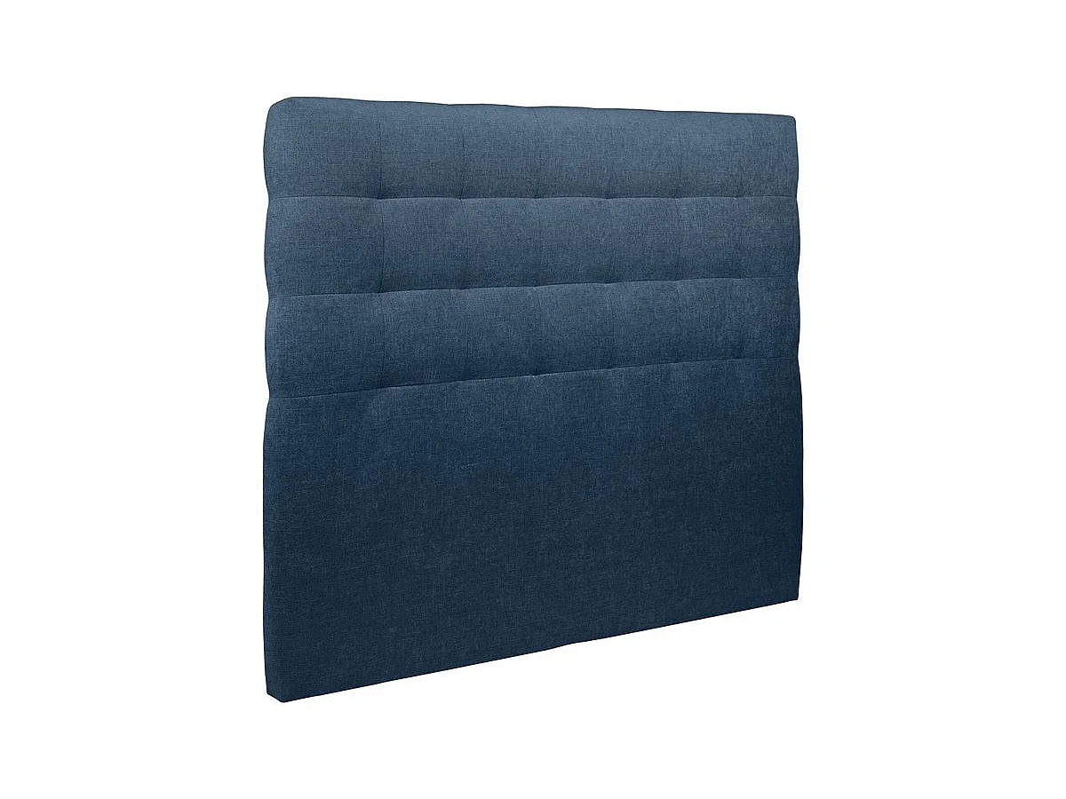 Lit 150x190cm avec tête de lit capitonnée tissu et sommier kit Bleu - Hauteur totale : 29cm