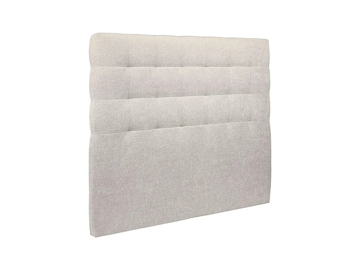 Lit 140x190cm avec tête de lit capitonnée tissu et sommier kit Beige clair - Hauteur totale : 29cm