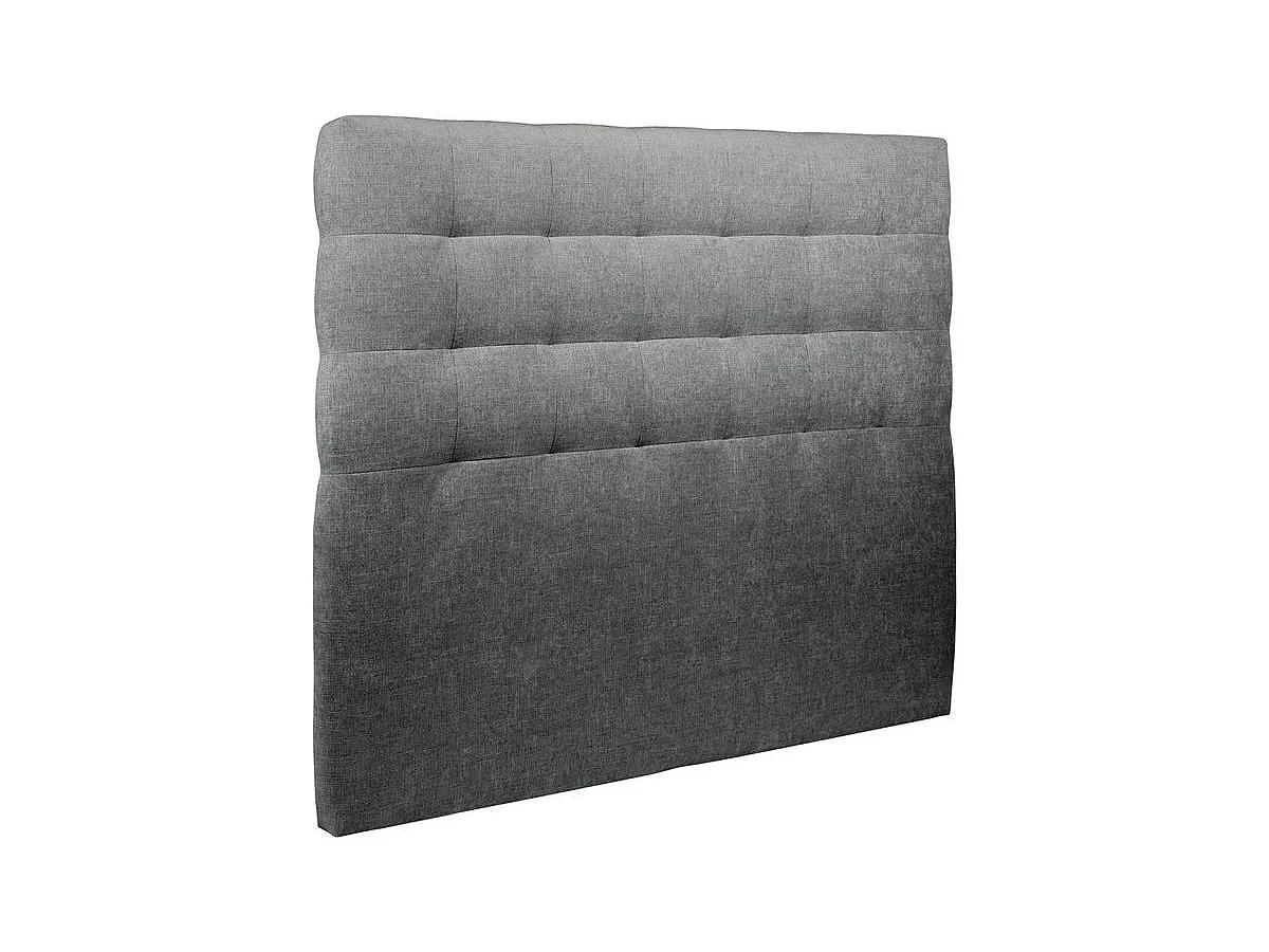 Lit 140x190cm avec tête de lit capitonnée tissu et sommier kit gris anthracite - Hauteur totale : 29cm