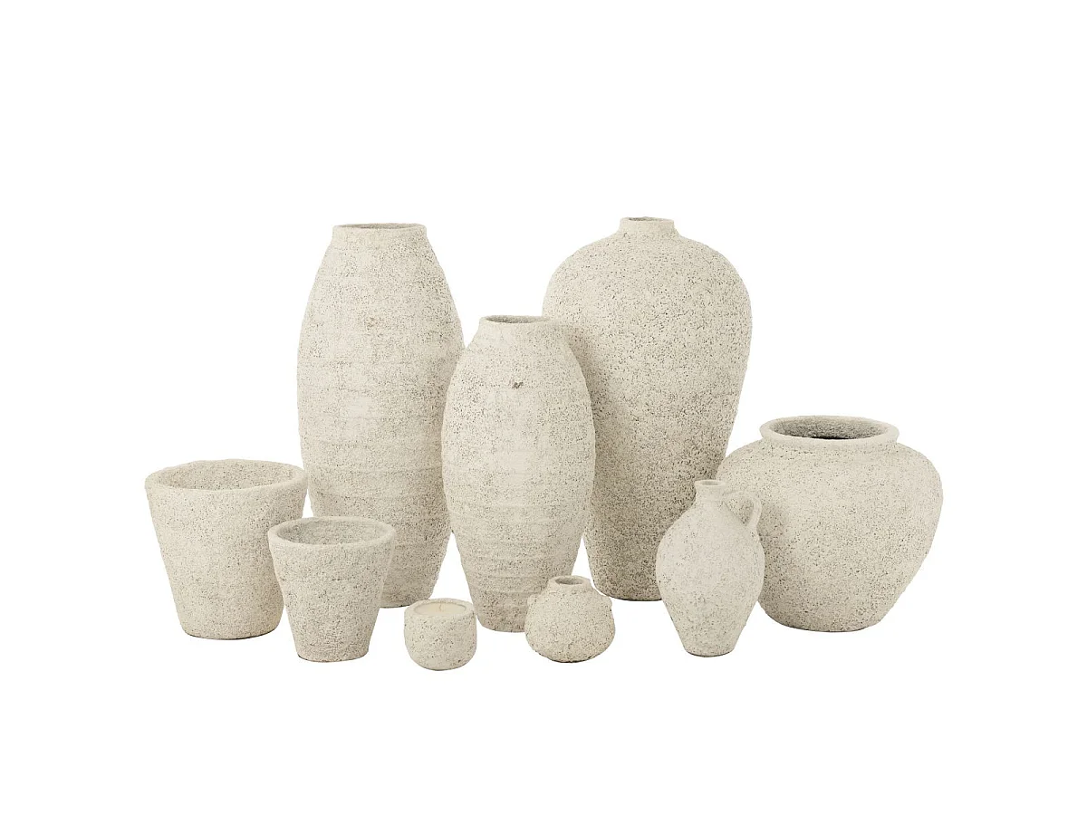 Pot Antique Rond en Ciment "Mack" 60cm Blanc