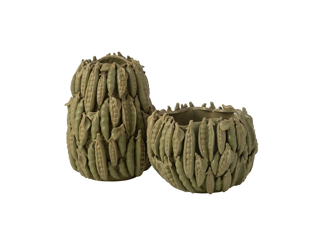 Vase Déco en Argile "Petit Pois" 38cm Vert