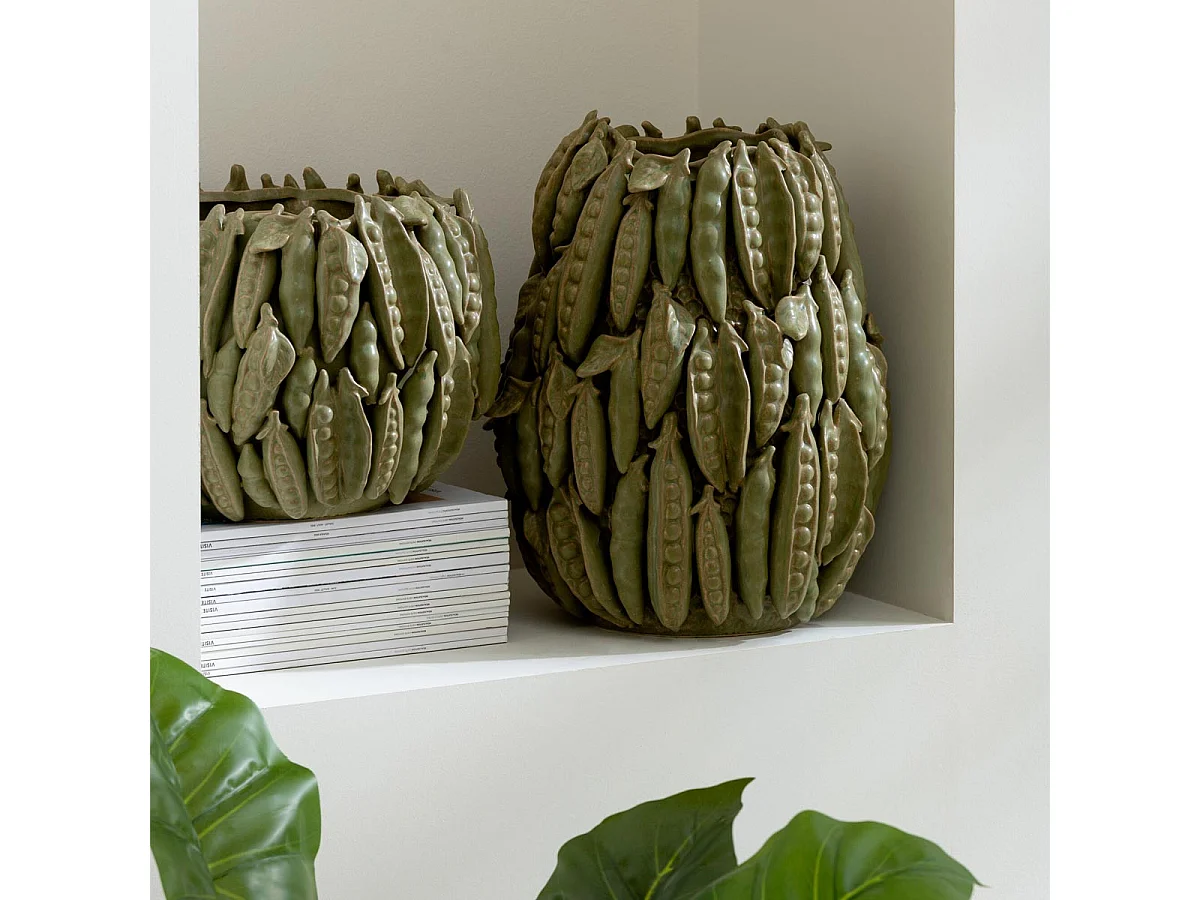 Vase Déco en Argile "Petit Pois" 38cm Vert