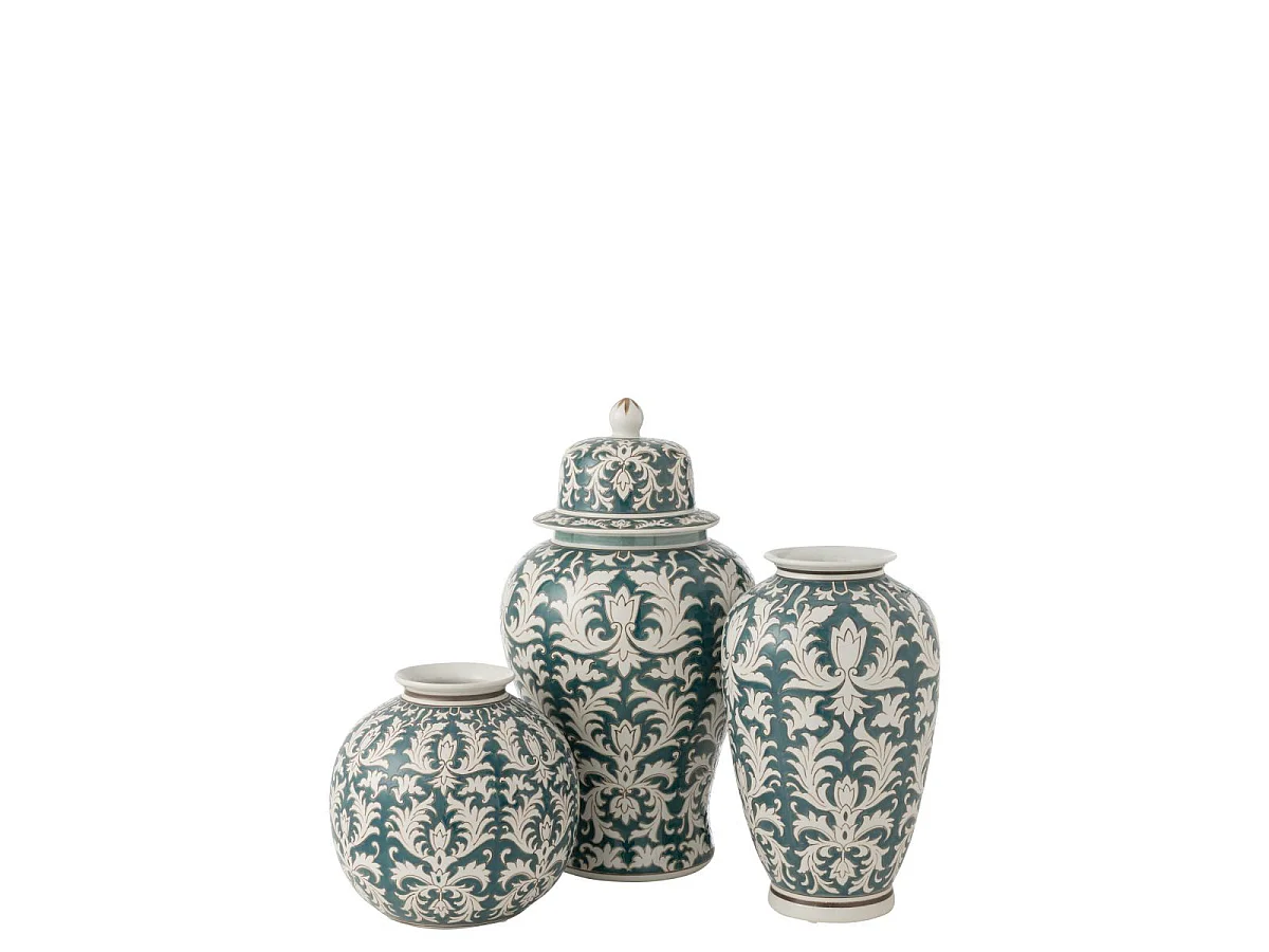 Vase Déco en Verre "Victoria" 51cm Vert & Blanc