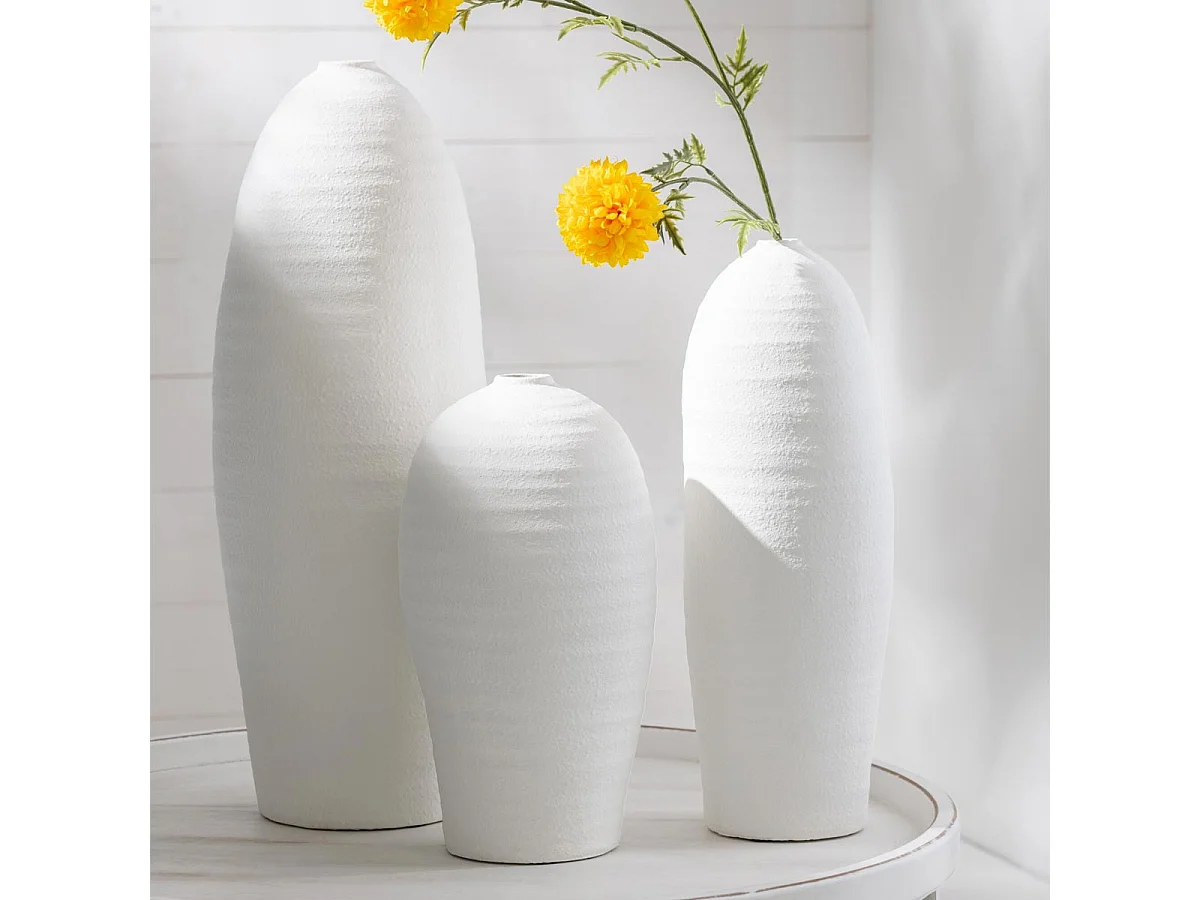 Vase Design en Ciment "Creta" 36cm Blanc