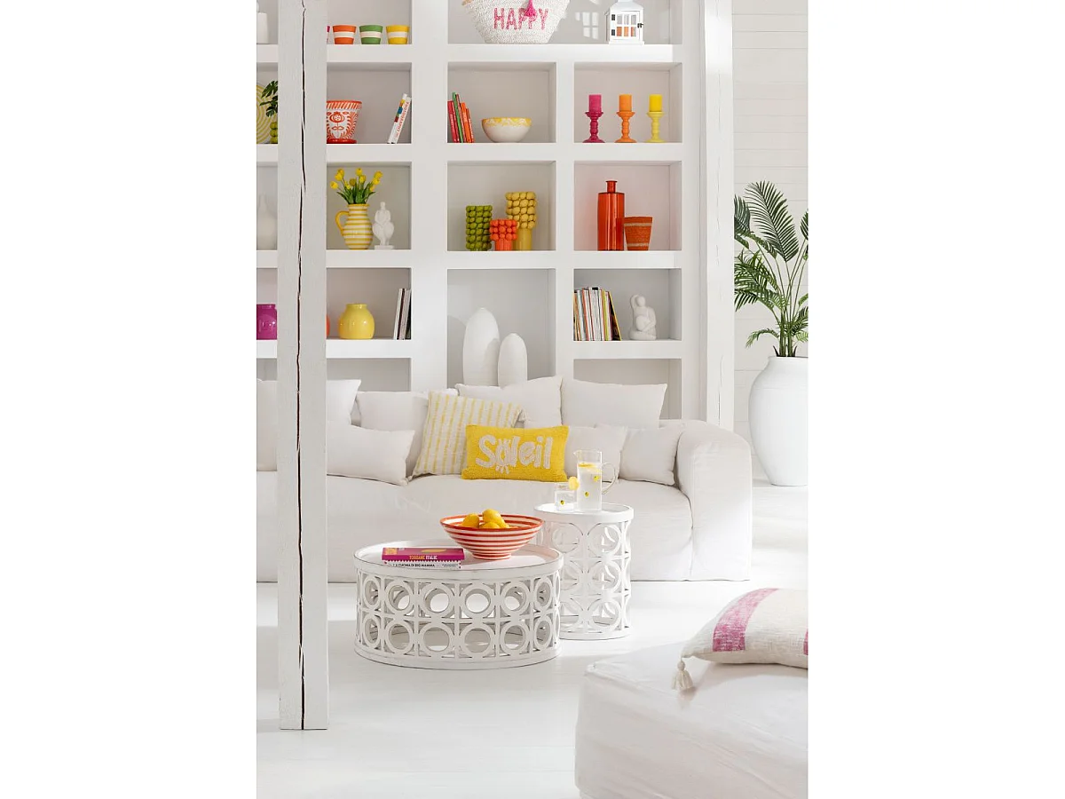 Vase Design en Ciment "Creta" 36cm Blanc