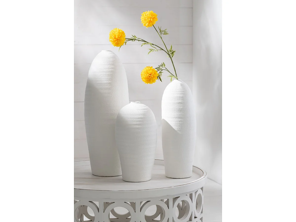 Vase Design en Ciment "Creta" 36cm Blanc