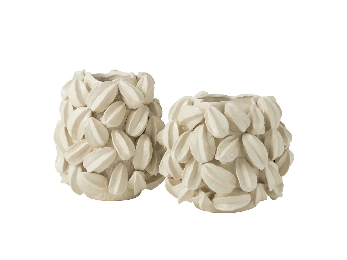 Vase Déco en Argile "Fève de Cacao" 31cm Beige