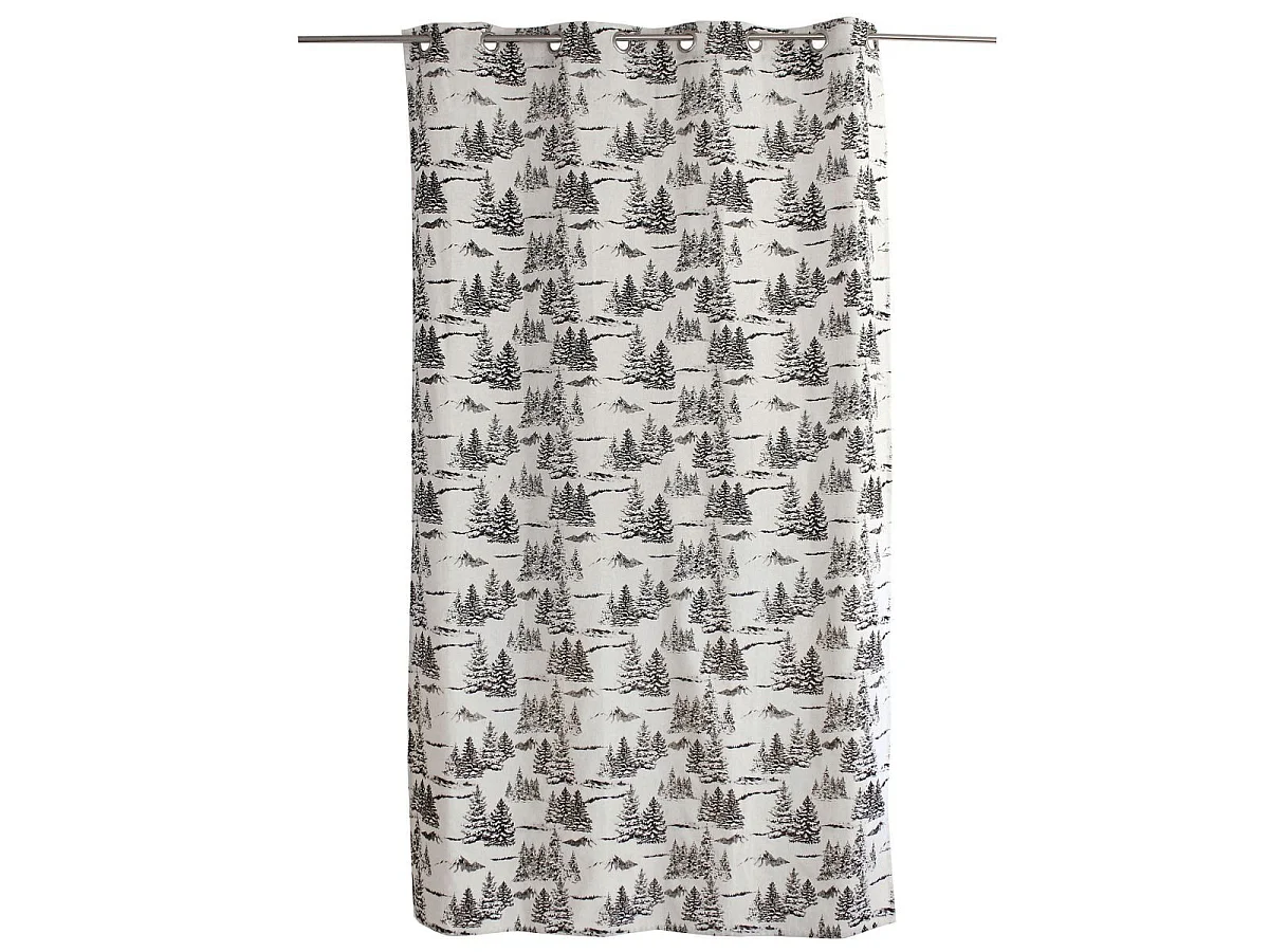 Rideau de Noël à Œillets "Ebène" 140x240cm Écru & Anthracite