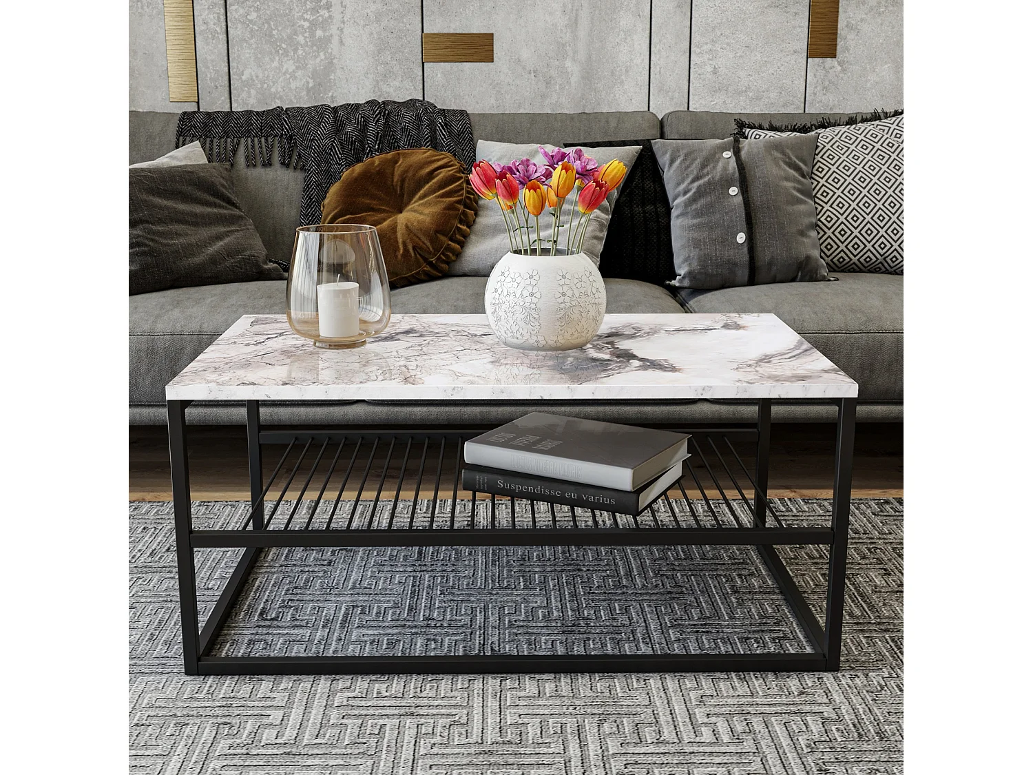 Houten salontafel "Asude" - 95 x 55 x 42 cm - Wit