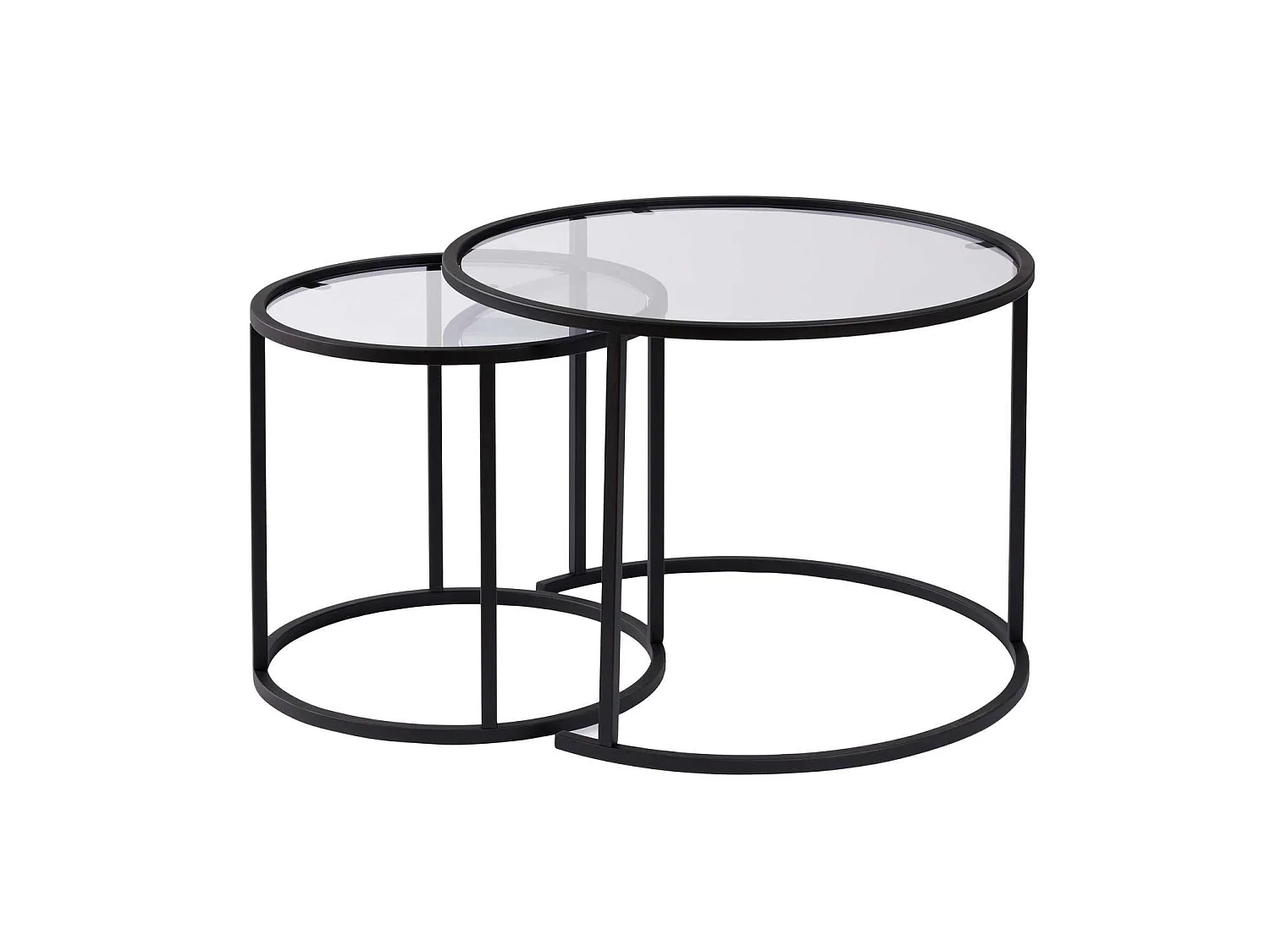 Set aus 2 Metall-Couchtischen "Aurum" - Noir Transparent - 60 x 60 x 43 cm & 42 x 42 x 39 cm