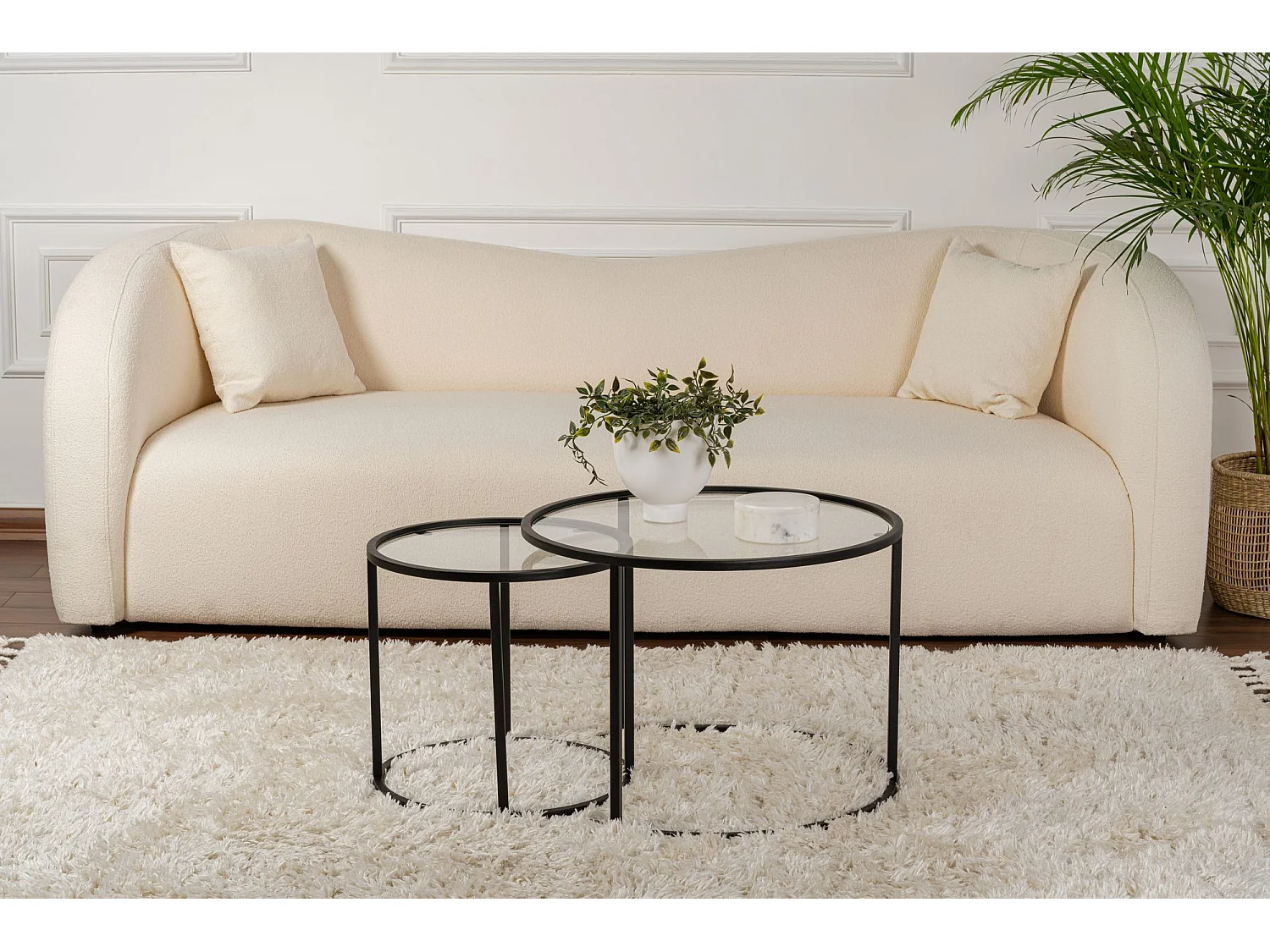 Set aus 2 Metall-Couchtischen "Aurum" - Noir Transparent - 60 x 60 x 43 cm & 42 x 42 x 39 cm