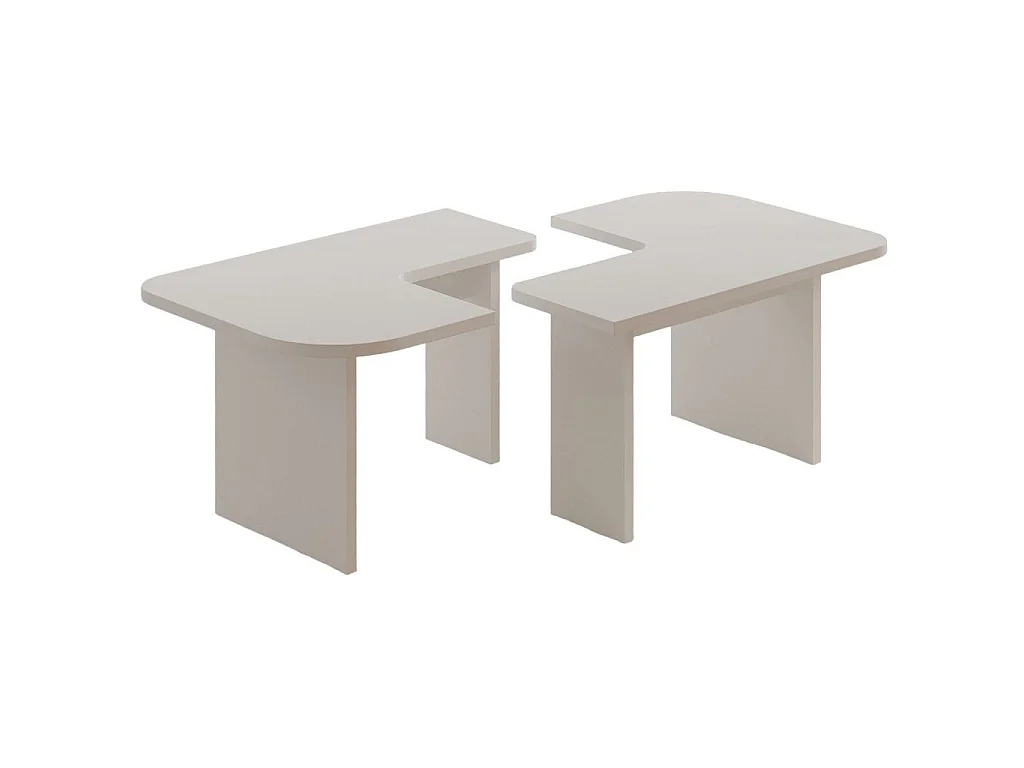 Couchtisch-Set aus Holz "Iris" - 90 x 45 x 35 cm - Weiß