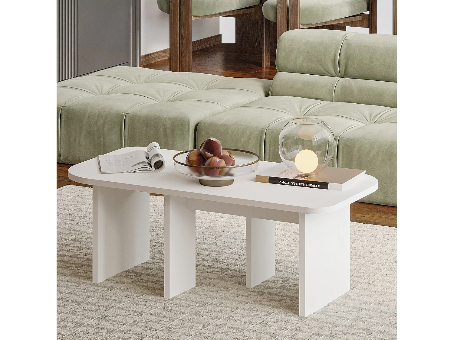 Couchtisch-Set aus Holz "Iris" - 90 x 45 x 35 cm - Weiß